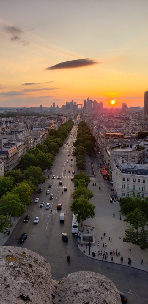 View from the top of the Arc de Triomphe, Paris France, Summer Three-City Tour