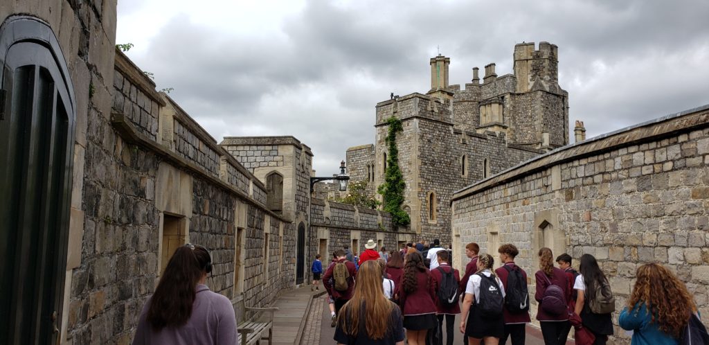 Crowds strolling the streets at Windsor Castle, London, England, Summer Three-city tour